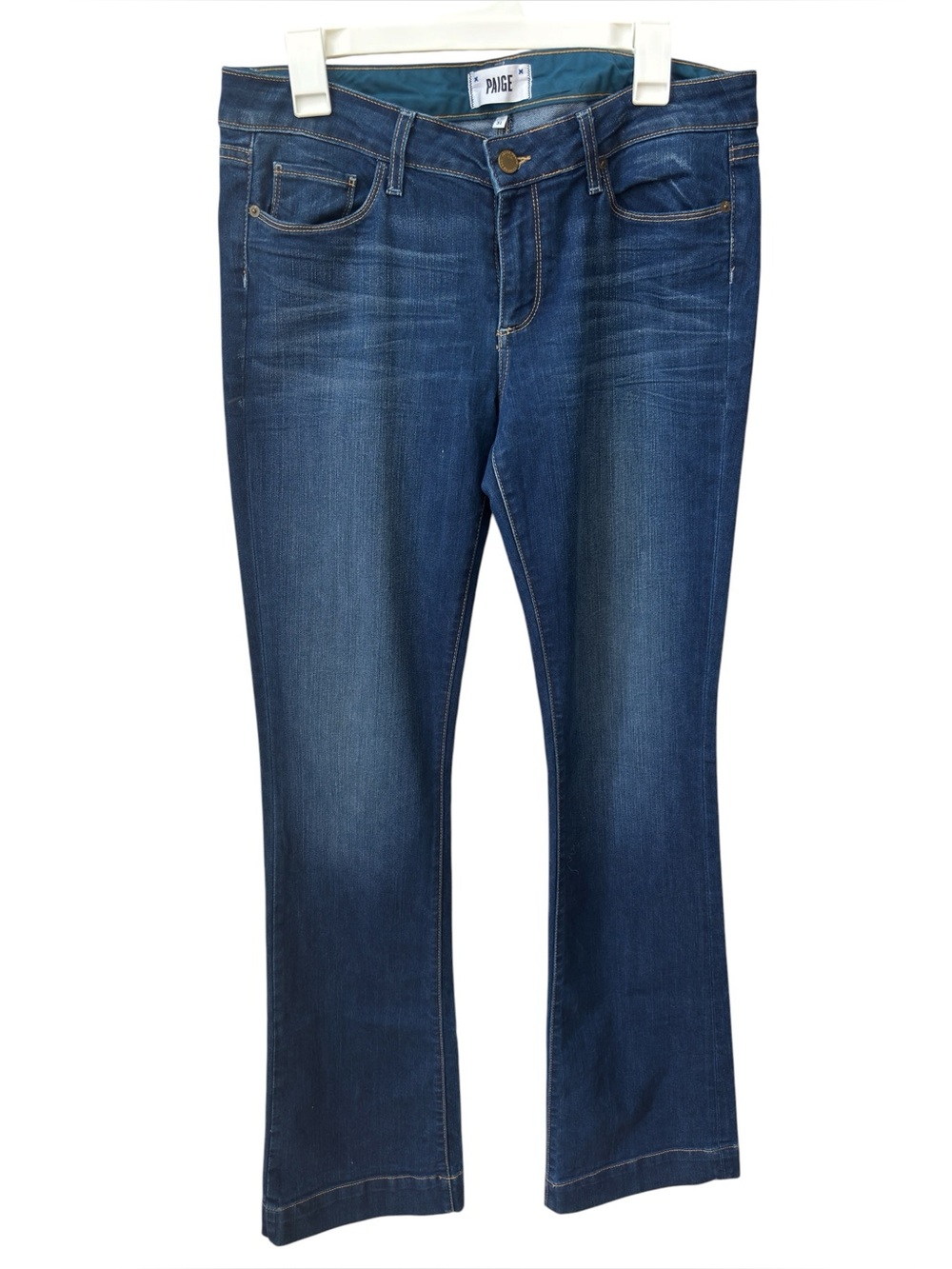 PAIGE Penny XL Jeans Women’s Size 31 Flare Bootcut Dark Wash Designer Mid Rise